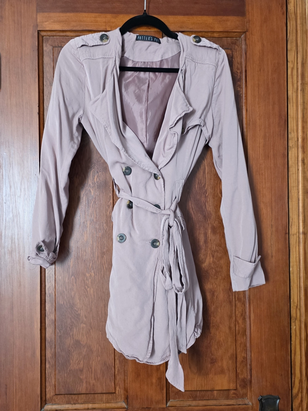 Potter's Pot Dusty Pink Belted Trench Coat